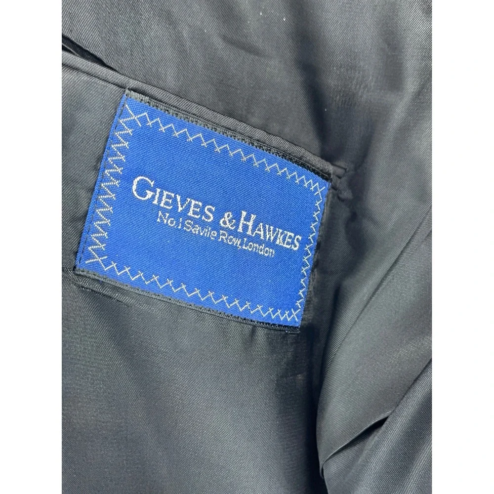 Gieves & Hawkes Mens Charcoal Pinstripe Wool Blend Suit Jacket Blazer‎